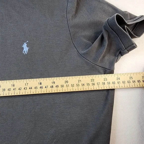 Polo Ralph Lauren Men Polo Shirt XL Classic‎ Fit Gray Cotton Embroidered Pony - Picture 5 of 9